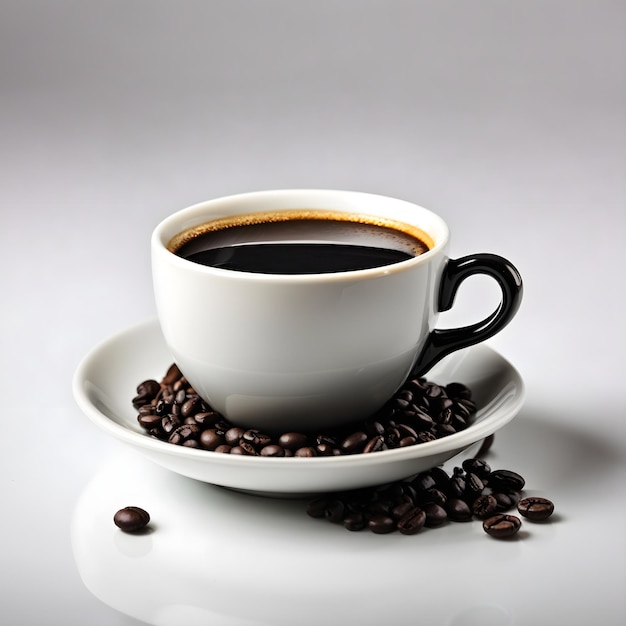 Black Coffee in Cup Isolated on White