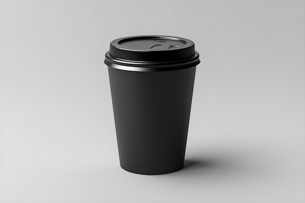 Черная кофейная чашка с надписью «кофе» на крышке.