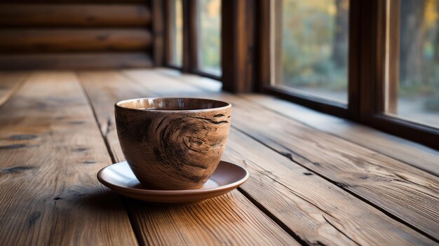 Photo black coffee cup on wooden table uhd wallpaper