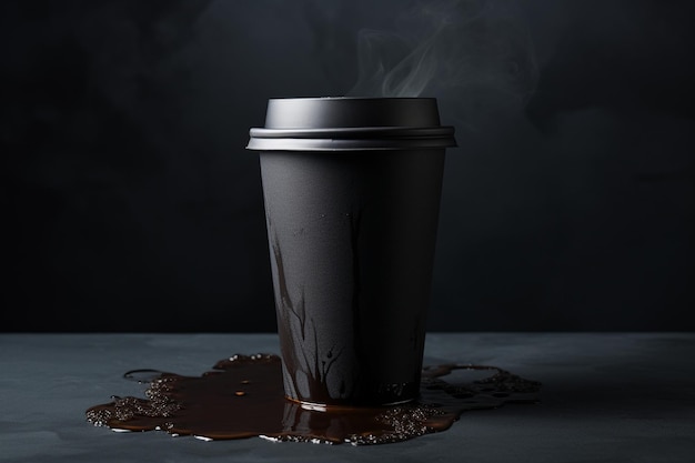 일회용 컵에 담긴 블랙 커피