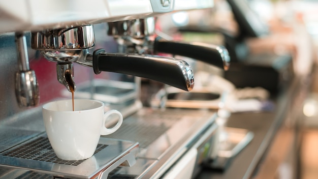 black coffee morning on coffee maker