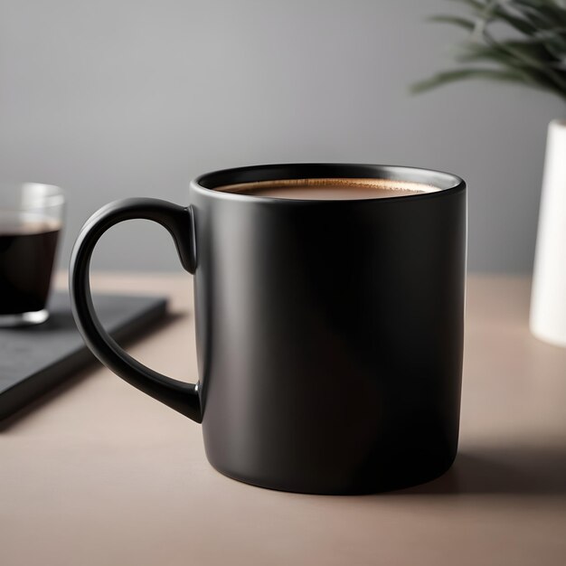 Photo black coffee mug