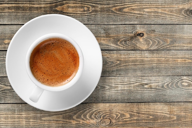 Black coffee in white cup isolated on  background