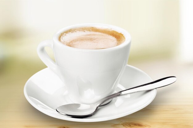 Black coffee in white cup isolated on  background