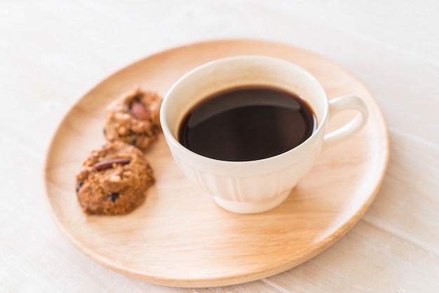 black coffee with cookies 