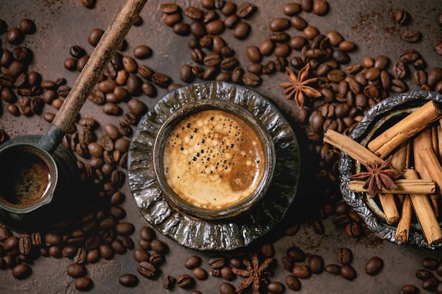 Black coffee with spices