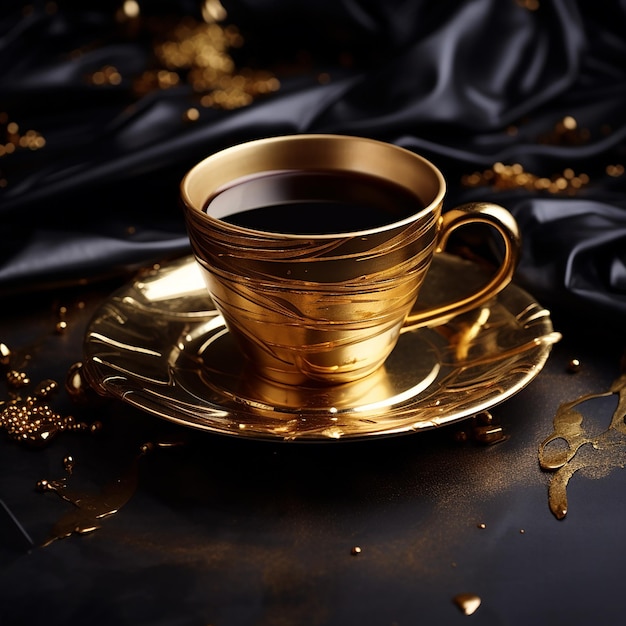 черный кофе с темой роскоши и элегантности