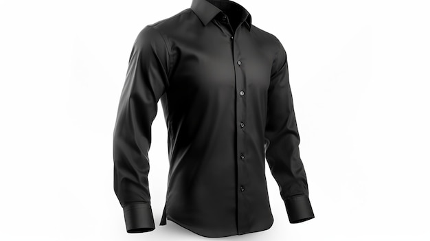 Black collared shirt isolated on white background mock white background Generative ai