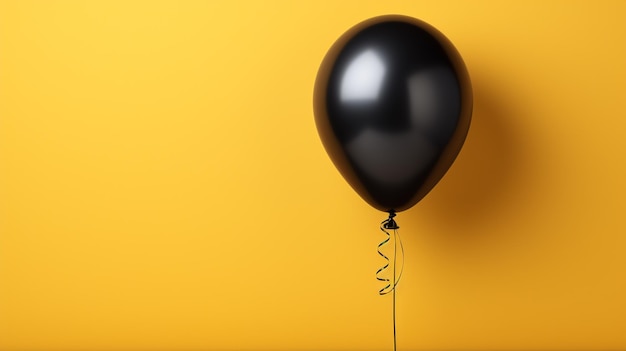 Black color balloon on orange background AI Generated Image