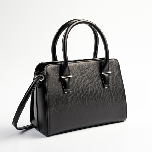 black color ladies handbag in white background ai generated