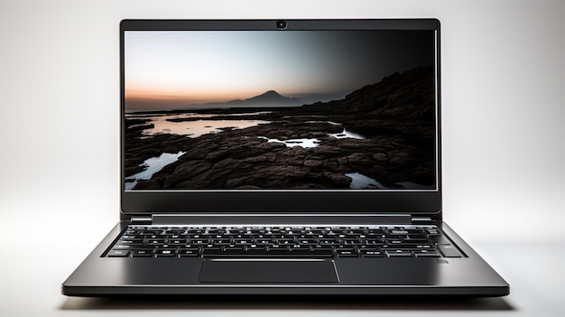 Photo black color laptop on white background