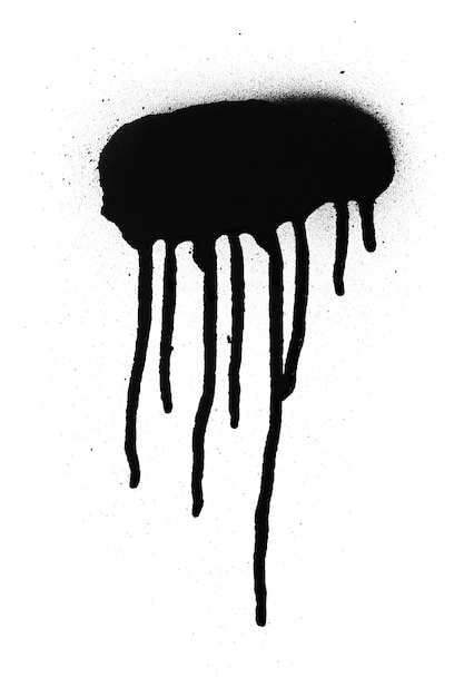 Black color spray paint on a white background paper