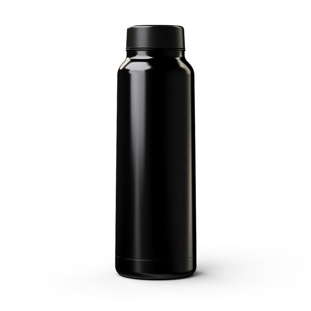 Photo black color thermos 3d vector white background isolated h