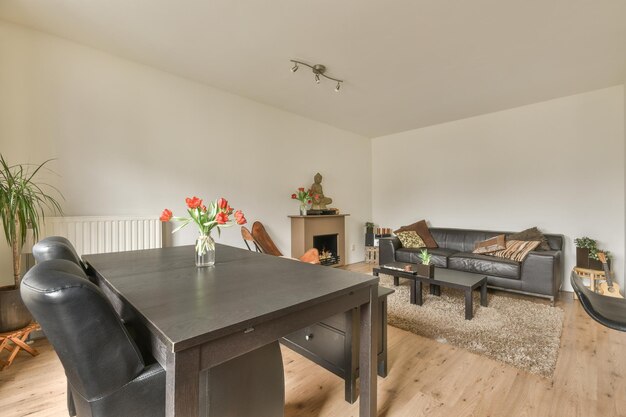 Black colored dining table