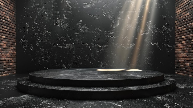 black concrete podium with light rays
