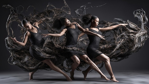 Photo black contemporary dancers bring their own unique styles and perspectives to the art form generated by ai