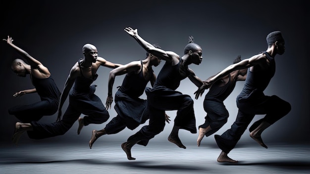 Black contemporary dancers push the boundaries of movement and performance creating works that are both technically impressive and emotionally resonant Generated by AI