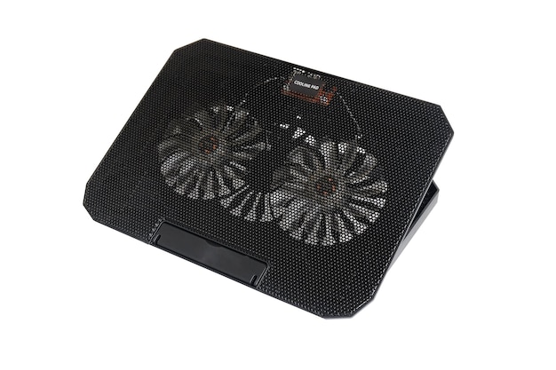 Black Cooling pad for laptop computer isolated on whiteclipping path