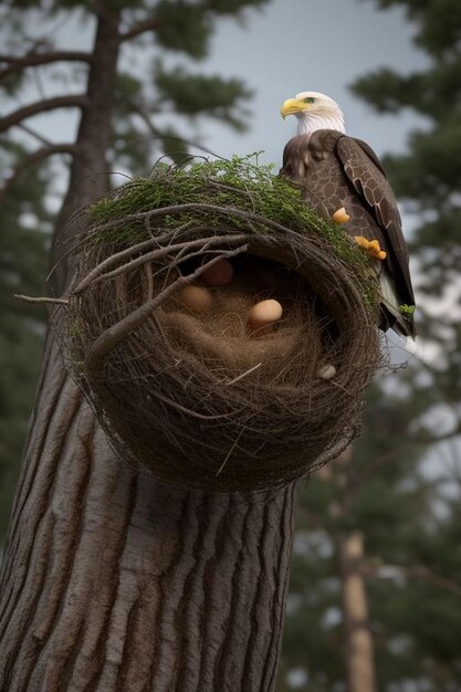 Black Cormorants nests on a dead tree branches