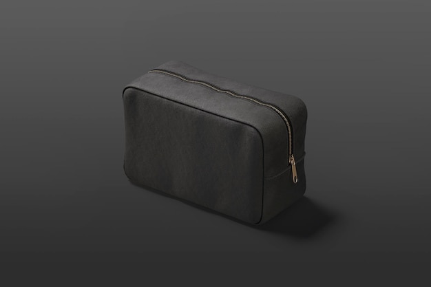 Mockup per borsa cosmetica nera scatola per cosmetici femminile con zip mock up estetista in stoffa o tela