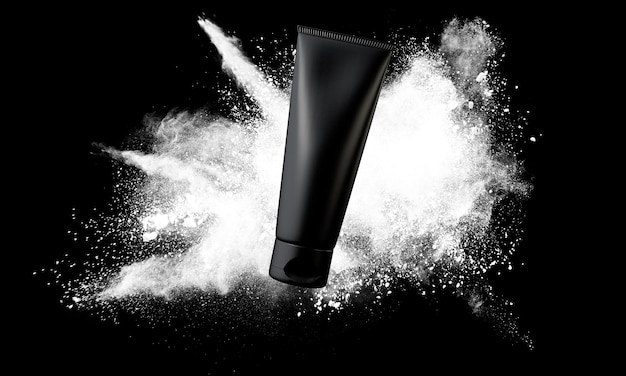 Black cosmetics tube mock up design d rendering