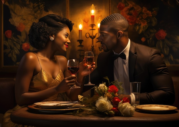 A black couple celebrating a special occasion together