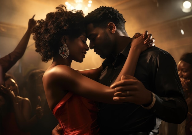 Photo a black couple dancing together at a party