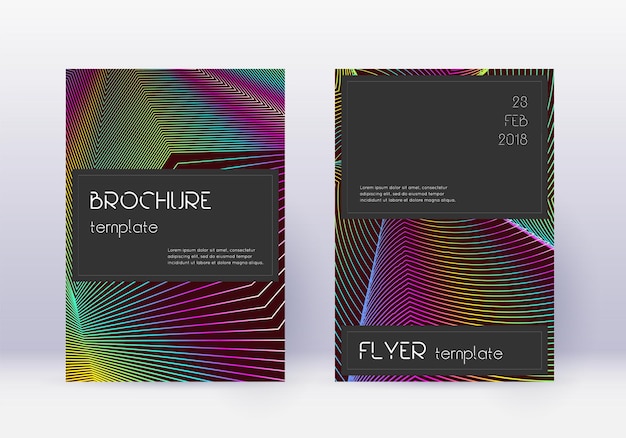 Шаблон дизайна черной обложки Rainbow abstract