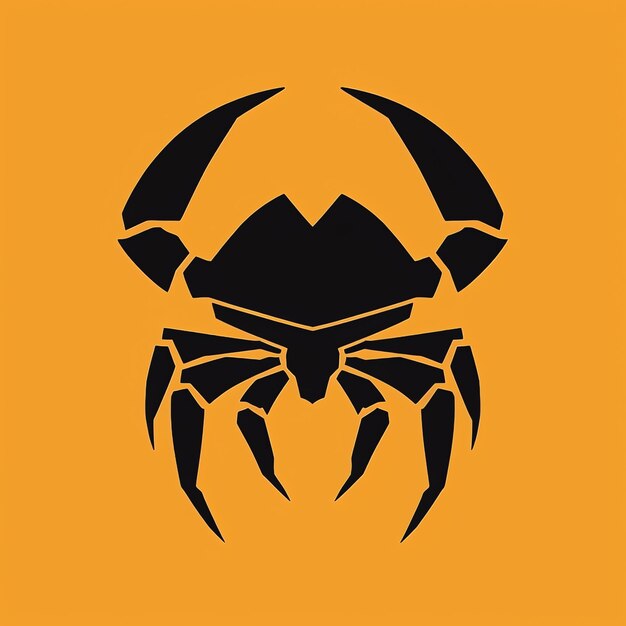 Photo a black crab on an orange background