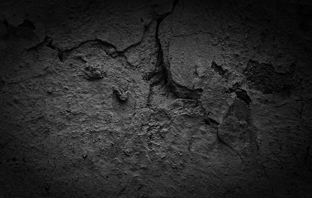 Black Cracked concrete texture closeup background
