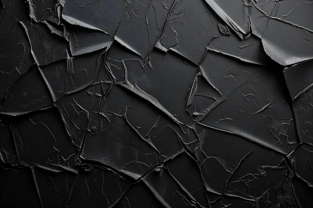 黒い壁の黒い割れた塗料 デザインのための抽象的な背景