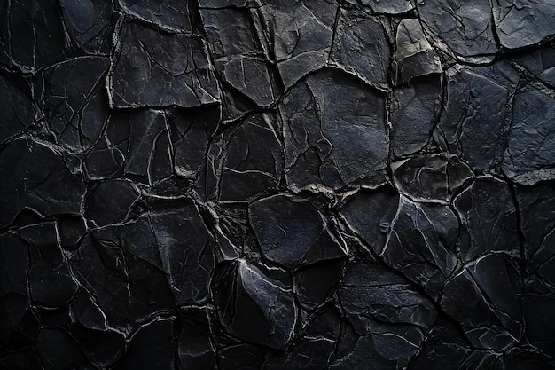 Photo black cracked stone wall texture background for interior exterior decoration and industrial construc