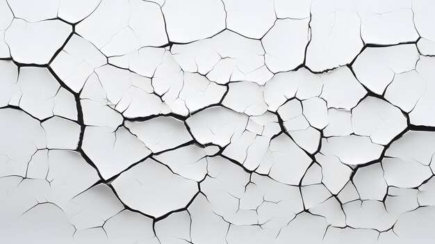 Black cracks on white background texture