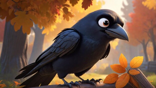 A black crow cartoon character