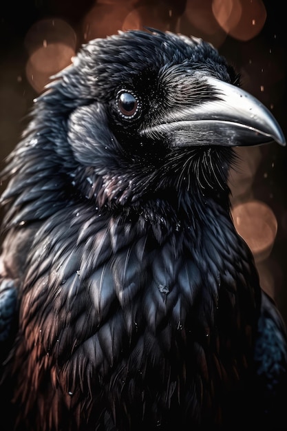 A black crow with a gray beak and a black beak.