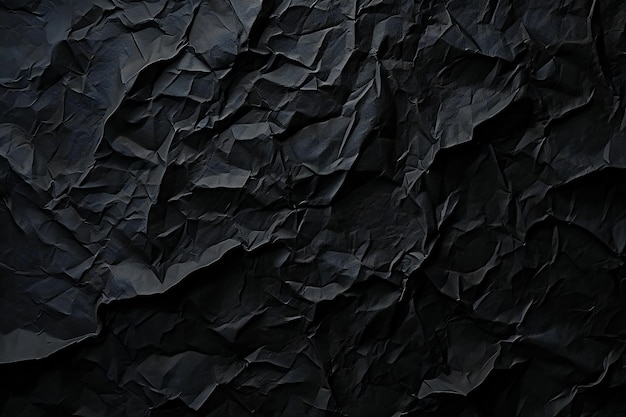 Black crumpled paper background Texture of crumpled paper