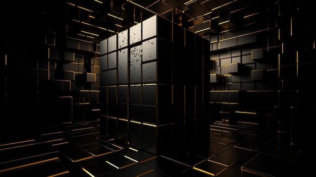 A black cube with gold lines and the words'gold '