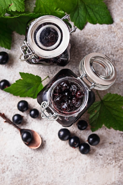 Black currant jam in jar