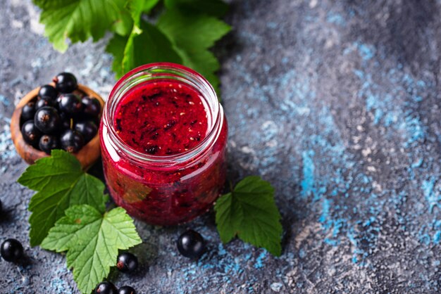 Black currant jam in jar