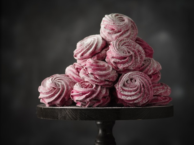 Black currant marshmallows Zefir Close up