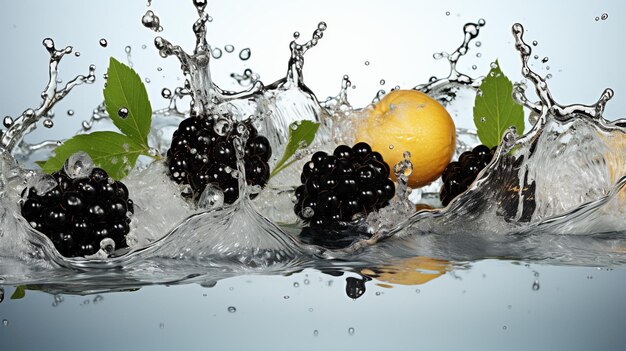 black currant with green leaf and berries