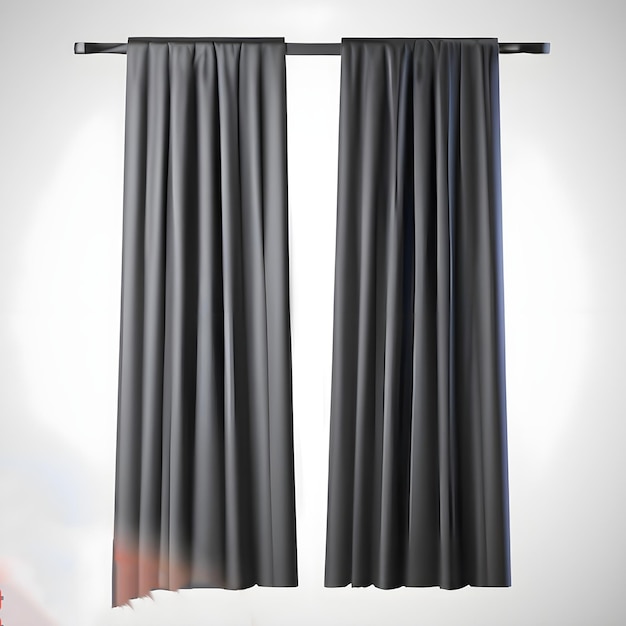 Photo a black curtain with a red border is hanging on a white wall.