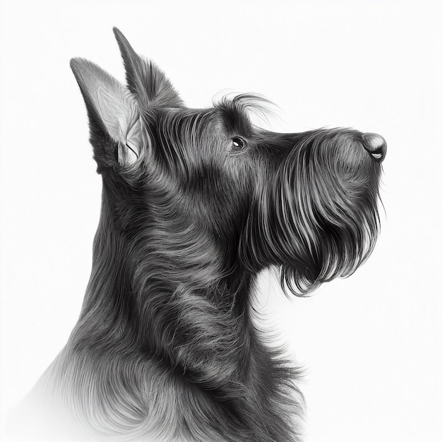 Black cute nice dog breed scotch terrier dog isolated on white closeup beautiful pet fluffy dog