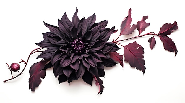 Black dahlia on a white isolated background