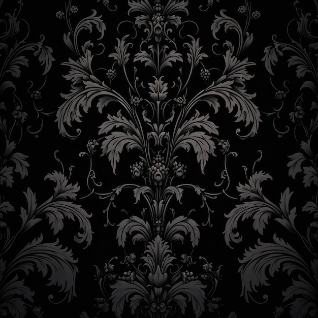 Black damask pattern background