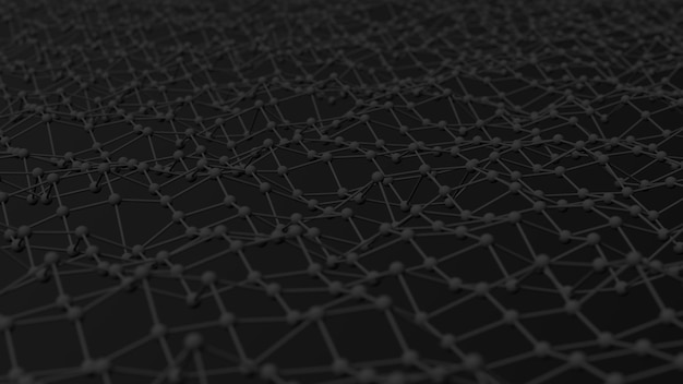 Black deformed mesh Abstract illustration 3d render closeup