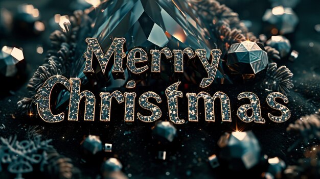 Photo black diamond crystal merry christmas concept creative horizontal art poster