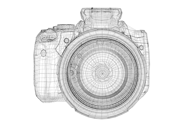 黒デジカメ3Dモデルボディ構造ワイヤーモデル