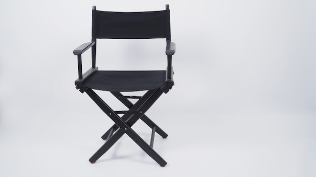 Photo black director chair use in video production or movie and cinema industry on white background