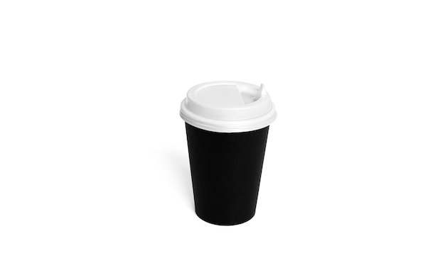 Black disposable cup isolated. Paper cup. Coffee cup. .